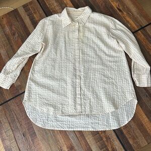 Laude The Label Beige/White Button-Down Shirt. S/M.